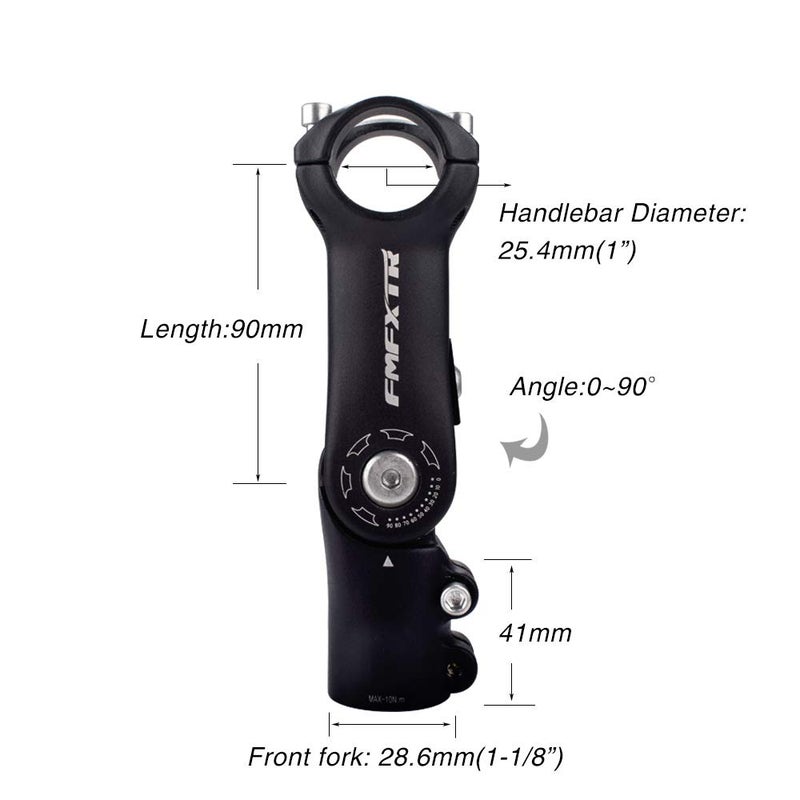 FOMTOR 25.4mm Adjustable Stem 0~90 Degree 90mm MTB Adjustable Bike Stem for 25.4mm(1"") Handlebars, Suitable for Most of Mountain bike, Road bike, BMX - Image 2
